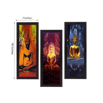 Set Of 3 Meditating Buddha Satin Matt Texture UV Art Painting 3