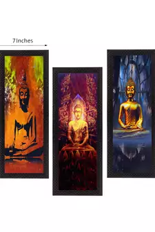 Set Of 3 Meditating Buddha Satin Matt Texture UV Art Painting