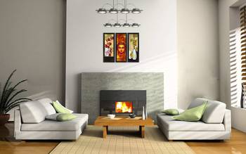 Set Of 3 Lord Buddha and Botanical Floral Satin Matt Texture UV Art Painting 2