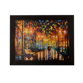 Love Couple Under Umbrella Satin Matt Texture UV Art Painting 1