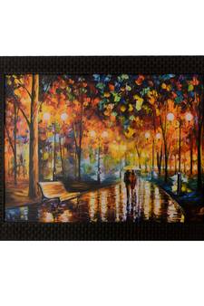 Love Couple Under Umbrella Satin Matt Texture UV Art Painting