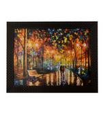 Love Couple Under Umbrella Satin Matt Texture UV Art Painting