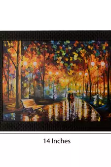 Love Couple Under Umbrella Satin Matt Texture UV Art Painting
