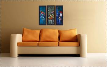 Set Of 3 Radha Krishna Satin Matt Texture UV Art Painting 1