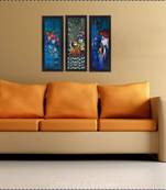 Set Of 3 Radha Krishna Satin Matt Texture UV Art Painting