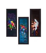 Set Of 3 Radha Krishna Satin Matt Texture UV Art Painting