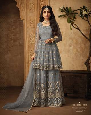 Silver embroidered net salwar 1