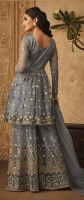 Silver embroidered net salwar 3