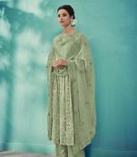 Olive embroidered cotton salwar
