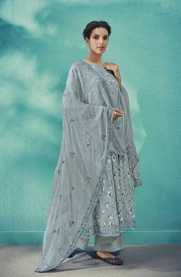 Light-grey embroidered cotton salwar 1