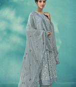 Light-grey embroidered cotton salwar