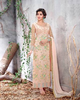 Peach Embroidered Chiffon Salwar 1