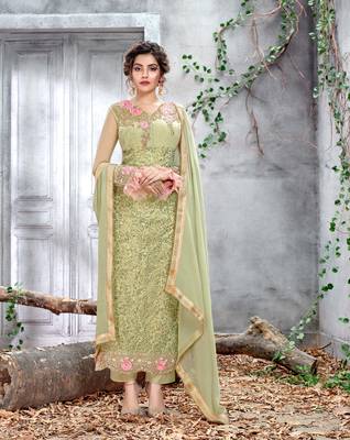 Light-green embroidered net salwar 1