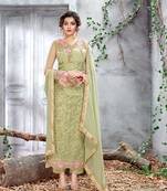 Light-green embroidered net salwar