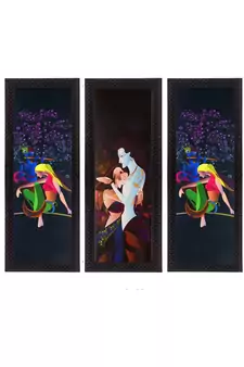 Set Of 3 Radha Krishna Satin Matt Texture UV Art Painting