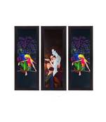 Set Of 3 Radha Krishna Satin Matt Texture UV Art Painting