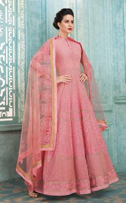 Pink embroidered georgette salwar 1