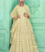 Cream embroidered georgette salwar