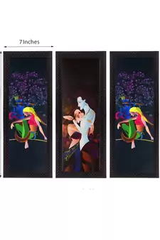 Set Of 3 Radha Krishna Satin Matt Texture UV Art Painting