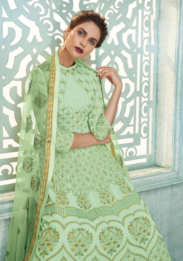Damini-Handloom salwar set  (VC786) (PARROT GREEN)