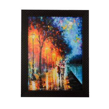 Love Couple Under Umbrella Satin Matt Texture UV Art Painting 1