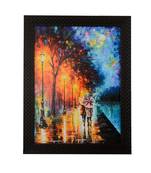 Love Couple Under Umbrella Satin Matt Texture UV Art Painting