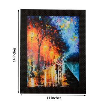 Love Couple Under Umbrella Satin Matt Texture UV Art Painting 2