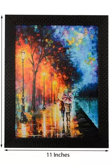 Love Couple Under Umbrella Satin Matt Texture UV Art Painting