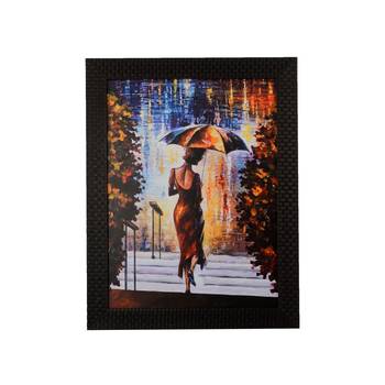 Beautiful Lady under Umbrella Satin Matt Texture UV Art Painting 1