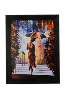 Beautiful Lady under Umbrella Satin Matt Texture UV Art Painting