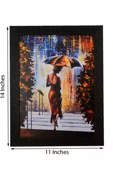 Beautiful Lady under Umbrella Satin Matt Texture UV Art Painting