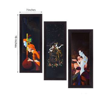 Set Of 3 Radha Krishna Satin Matt Texture UV Art Painting 2