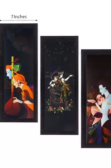 Set Of 3 Radha Krishna Satin Matt Texture UV Art Painting