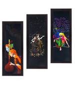 Set Of 3 Radha Krishna Satin Matt Texture UV Art Painting