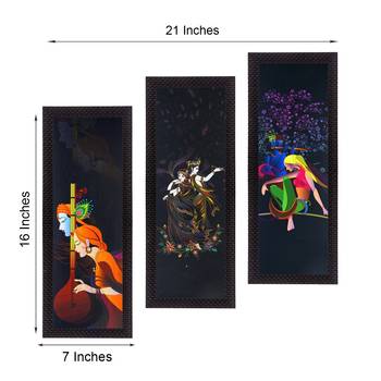 Set Of 3 Radha Krishna Satin Matt Texture UV Art Painting 2