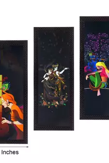 Set Of 3 Radha Krishna Satin Matt Texture UV Art Painting