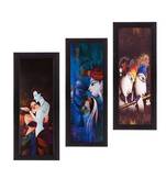 Set Of 3 Radha Krishna Satin Matt Texture UV Art Painting