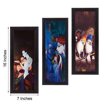 Set Of 3 Radha Krishna Satin Matt Texture UV Art Painting 3