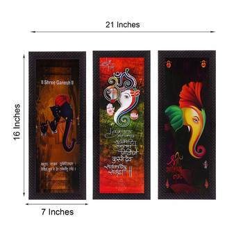 Set Of 3 Lord Ganesha Satin Matt Texture UV Art Painting 2