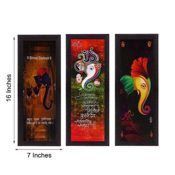 Set Of 3 Lord Ganesha Satin Matt Texture UV Art Painting 3
