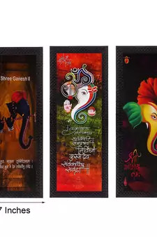 Set Of 3 Lord Ganesha Satin Matt Texture UV Art Painting