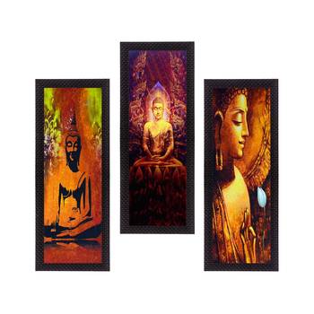 Set Of 3 Lord Buddha Satin Matt Texture UV Art Painting 1