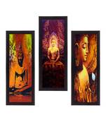 Set Of 3 Lord Buddha Satin Matt Texture UV Art Painting