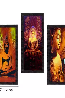 Set Of 3 Lord Buddha Satin Matt Texture UV Art Painting