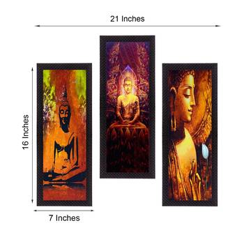 Set Of 3 Lord Buddha Satin Matt Texture UV Art Painting 3