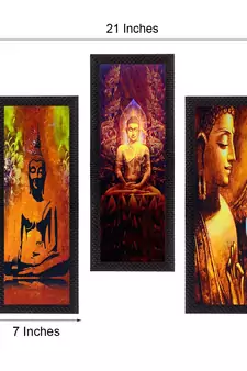 Set Of 3 Lord Buddha Satin Matt Texture UV Art Painting