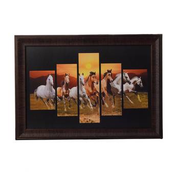 Lucky Running Horses 5 Cut Design Satin Matt Texture UV Art Painting 1