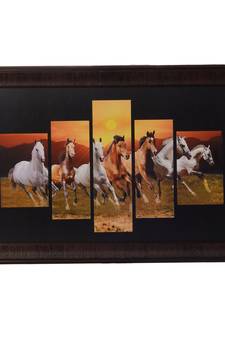 Lucky Running Horses 5 Cut Design Satin Matt Texture UV Art Painting