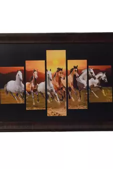 Lucky Running Horses 5 Cut Design Satin Matt Texture UV Art Painting