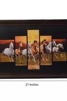 Lucky Running Horses 5 Cut Design Satin Matt Texture UV Art Painting
